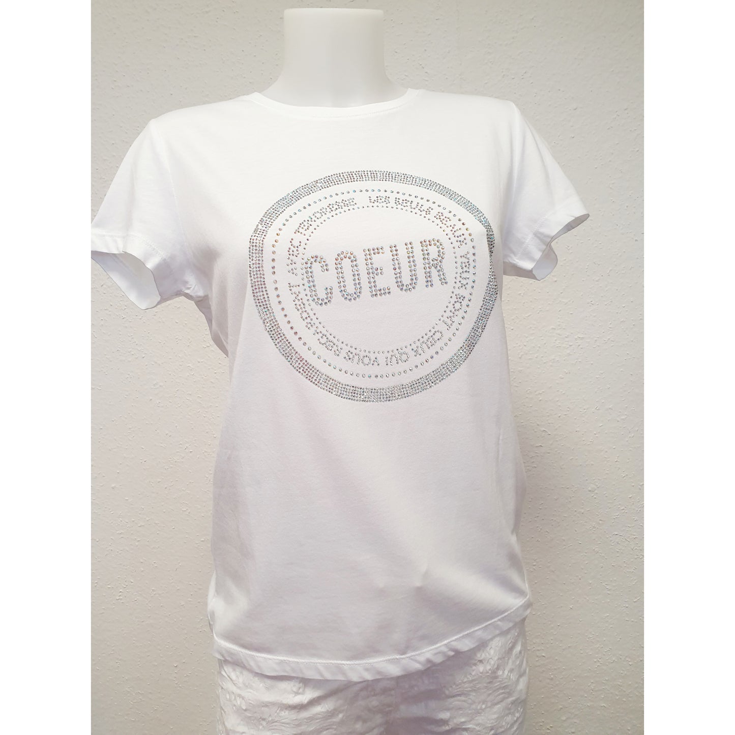 T-Shirt mit Strass-Steinen